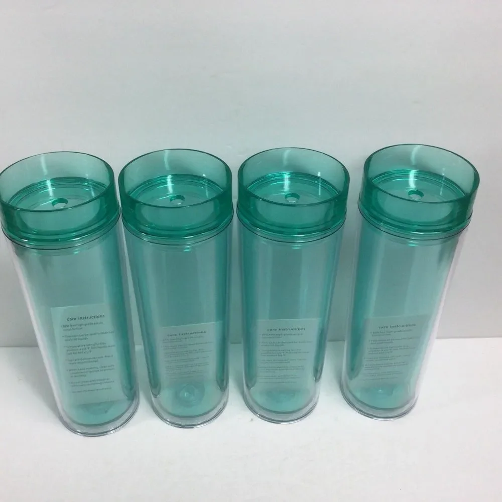 Maars Drinkware Double Wall  Skinny Acrylic Tumblers Mint 16oz 4 PACK New‎